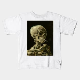 Skull of a Skeleton with Burning Cigarette by Vincent van Gogh Kids T-Shirt